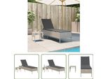 The Living Store Lettino Con Tavolino E Cuscino In Poly Rattan Grigio Chiaro