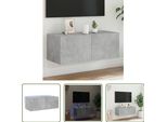 The Living Store Parete Tv Con Luci Led Grigio Cemento 80X35X31 Cm