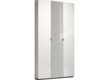 Dmora Armadio Multiuso Grande Enza 19X200H Cm Bianco, 3 Ante Anta Con Specchio Italy