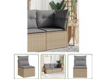 The Living Store Poltrona Da Giardino Senza Braccioli Con Cuscino Beige In Poly Rattan
