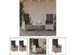 The Living Store Poltrona Da Giardino Con Cuscino 2 Pz. Regolabile Poli Rattan Grigio Chiaro