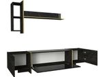 Dmora Mobile Porta Tv Beinasco 32.3X180X45H Cm Nero, Apertura Battente 5 Vani