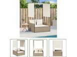 The Living Store Lettino Doppio Con Tetto E Tende Beige In Poly Rattan