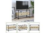 The Living Store Mobile Tv Con Piano In Vetro Rovere Sonoma 80X35X51Cm Materiale In Legno