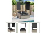 The Living Store Lettino Doppio Con Tetto E Tende Poli Rattan Grigio Chiaro