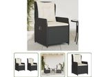 The Living Store Poltrona Da Giardino 2 Pz. Regolabile In Poly Rattan Nero