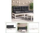 The Living Store Divani Da Giardino Senza Braccioli Con Cuscini 2 Pezzi. Legno Di Pino Bianco