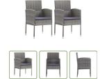 The Living Store Sedie Da Giardino Con Cuscino In Grigio Scuro 2 Pz. Polirattan Grigio