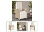The Living Store Poltrona Da Giardino Con Poggiapiedi Regolabile Beige Poly Rattan