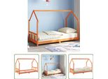 The Living Store Letto Per Bambini Marrone Cera 90X190 Cm In Legno Di Pino Massiccio