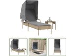 The Living Store Lettino Con Tetto E Tavolino Beige In Poly Rattan