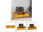 The Living Store Mobili Tv 2 Pezzi Giallo Senape 67X39X44 Cm In Acciaio
