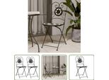 The Living Store Sedie Da Bistrot 2 Pz. Pieghevoli In Ceramica Bianca E Nera