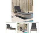 The Living Store Lettino Con Cuscino Grigio Chiaro 63X200X81 Cm Poly Rattan