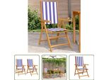 The Living Store Sedie Da Giardino 2 Pz. Legno Massiccio Di Acacia E Tessuto Blu E Bianco