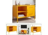 The Living Store Mobile Tv Giallo Senape 68X39X50,5 Cm In Acciaio