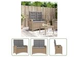 The Living Store Panca Da Giardino Regolabile Con Cuscino Beige Poly Rattan