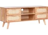 Mobile Tv Home Esprit In Metallo Naturale E Legno Di Gomma 120 X 30 X 48 Cm