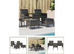 The Living Store Divano Da Giardino A 2 Posti Con Tavolo E Sgabelli In Poly Rattan Grigio