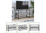 The Living Store Mobile Tv Con Piano In Vetro Grey Sonoma 80X35X51 Cm Materiale In Legno