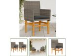 The Living Store Sedie Da Giardino Con Cuscino 2 Pz. Legno Massiccio In Poly Rattan Grigio