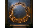 Decorazione A Led Cluster Ring Con 192 Led Dorati - Circa 40 Cm - Per Interni-Esterni Con Batteria E Timer