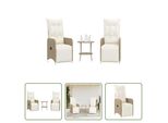 The Living Store Poltrona Da Giardino 2 Pz. Regolabile Con Tavolo Beige Poly Rattan