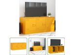 The Living Store Mobile Tv Giallo Senape 99X39X44 Cm In Acciaio