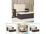 The Living Store Panca Da Giardino Con Cuscini E Sgabello In Poly Rattan Marrone
