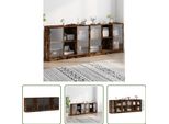 The Living Store Libreria Con Ante In Rovere Fumé 204X37X75 Cm Materiale In Legno