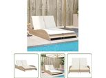The Living Store Lettino Con Cuscini Beige 114X205X73 Cm Poly Rattan