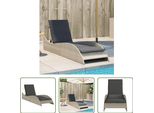 The Living Store Lettino Con Cuscino Grigio Chiaro 60X205X73 Cm Poly Rattan