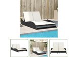 The Living Store Lettino Con Cuscini Nero 114X205X73 Cm Poly Rattan