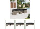 The Living Store Divano Da Giardino Con Tavolo E Cuscini Semirotondo In Poly Rattan Grigio