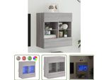 The Living Store Parete Tv Con Luci Led Grigio Sonoma 58,5X30X60,5 Cm