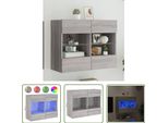 The Living Store Parete Tv Con Luci Led Grigio Sonoma 78,5X30X60,5 Cm