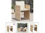 The Living Store Sedie Da Giardino Con Cuscini 4 Pz. Poli Rattan Beige