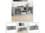 The Living Store Mobile Tv Con Ante In Vetro Grigio Cemento 102X37X42 Cm