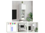The Living Store Mobile Tv Con Luci Led Bianco 30,5X30X90 Cm
