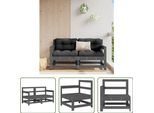 The Living Store Divani Da Giardino Ad Angolo 2 Pz. Legno Di Pino Massiccio Grigio