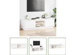 The Living Store Mobile Tv Bianco 140X35X40 Cm In Legno Di Pino Massiccio