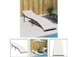 The Living Store Lettino Con Cuscini Nero 55X199X50 Cm Poly Rattan