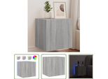 The Living Store Parete Tv Con Luci Led Grey Sonoma 40,5X35X40 Cm