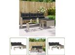The Living Store Divano Da Giardino A L Con Tavolo E Cuscini In Poly Rattan Grigio Chiaro