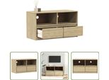 The Living Store Mobile Tv Sauda Effetto Rovere 99X43X55 Cm In Legno Di Pino Massiccio