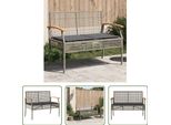 The Living Store Panca Da Giardino Con Cuscini In Poly Rattan Grigio E Legno D'acacia