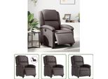 The Living Store Poltrona Relax Elettrica In Vera Pelle Marrone Scuro