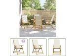 The Living Store Sedie Da Bistrot 4 Pz. Pieghevoli Con Cuscini In Bambù Bianco Crema
