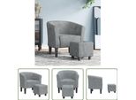 The Living Store Sedia Club Con Poggiapiedi In Velluto Grigio Scuro
