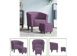 The Living Store Sedia Club Con Poggiapiedi Tessuto Viola